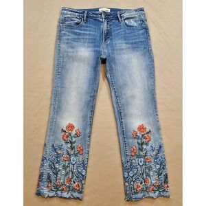 DRIFTWOOD Candance Straight Boho Embroidery Floral Size 29 Blue Women Jeans